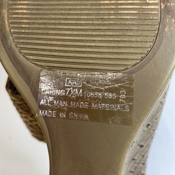 Bongo Womens Platform Sandals Daring SZ 7.5 Wedge Heel Tan Brown Basketweave - Picture 8 of 11